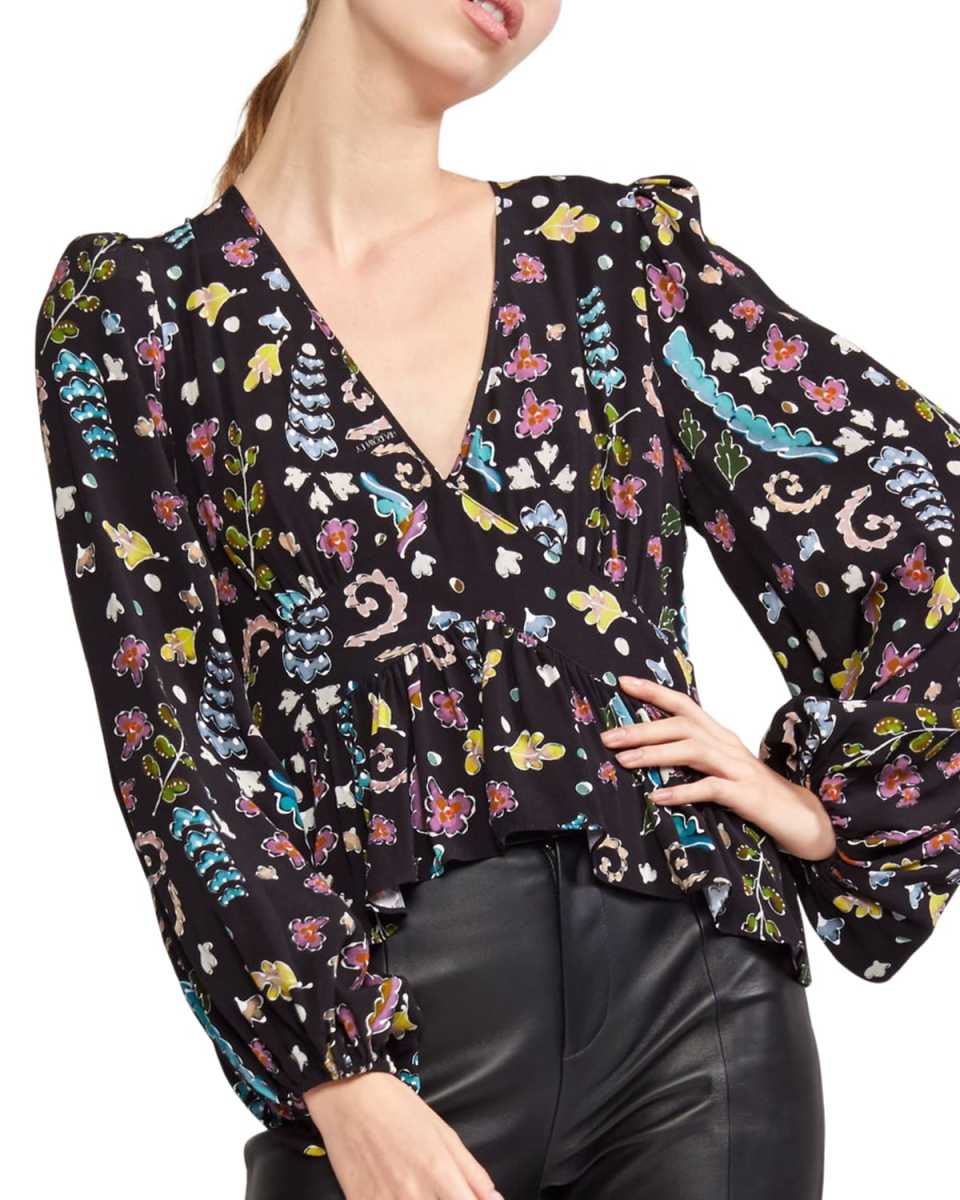 V-Neck Printed Viscose Blouse